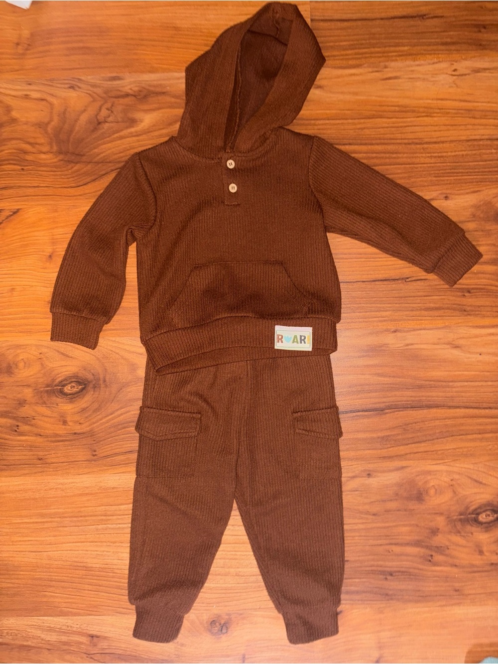 Roar Rustic Orange Ribbed Henley Sweater